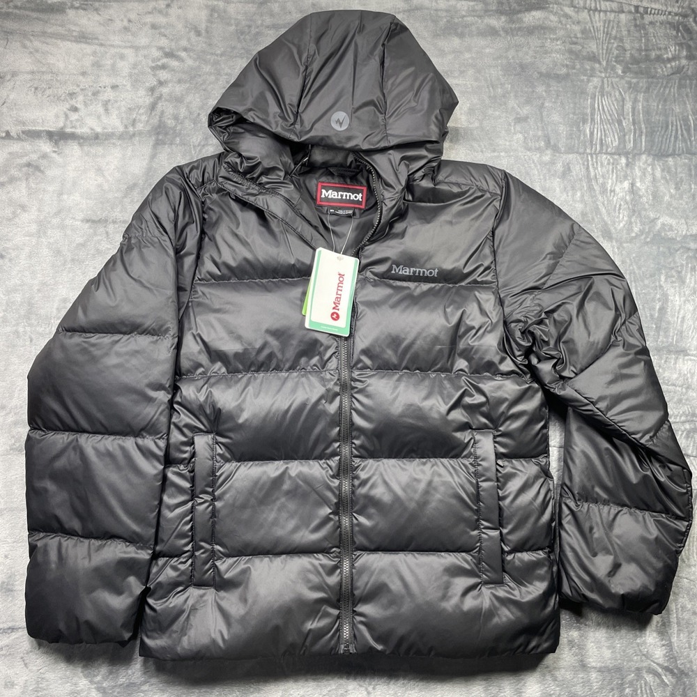 Marmot Guides Down Hooded Jacket Puffer Black Mens Size Medium‎ (M) M16229 NEW